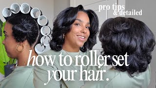 90s Style Roller Set On Natural Hair  Detailed Step By Step Tutorial Using Tension Rollers [upl. by Ille]