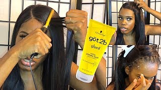 DIY How To Lay A Lace Frontal Wig With Got2B Glued Gel [upl. by Arleta]