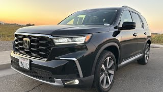 2025 Honda Pilot Elite NEW INTERIOR COLOR REVEALED in the California Sunset [upl. by Enisaj759]