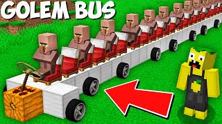 Where is THIS LONGEST IRON GOLEM BUS WITH VILLAGERS GOING in Minecraft  NEW LONG IRON GOLEM BUS [upl. by Alyar834]