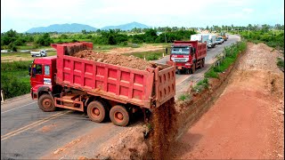 Wonderful Techniques Build Highway Road Connect Bridge By Skills Dozer amp RED Truck Spreading Stone [upl. by Nhabois]