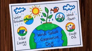 World Nature Conservation Day DrawingNature Conservation Day Slogan amp Poster DrawingSave Nature [upl. by Lynnet134]