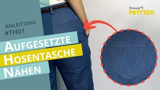 Aufgesetzte Hosentasche einfach selber nähen  DIY Anleitung TH01 [upl. by Haisej403]