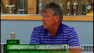 Vergennes City Council August 20 2013 [upl. by Fullerton738]