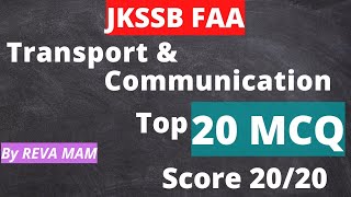 Transport amp Communication MCQ by Reva Mam  For JKSSB FAA ASPIRANTS  UPSC Preparation [upl. by Nnaerb]