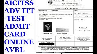 Download Admit Card for AICITSS Advance ITT Test [upl. by Langan]