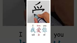 How to Write Wo Ai Ni in Chinese Learn Basic Chinese Characters for Beginners Chinese Handwriting [upl. by Nalo]