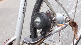 Making a Simple Electric Bike using DC Motor and Old Tire [upl. by Enaoj194]