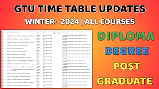 GTU TIME TABLE UPDATES WINTER  2024  ALL COURSES [upl. by Wincer]