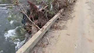 Hurricane Helene damaged the Ed Little Road bridge crossing the North Fork New River in Creston [upl. by Fesuy]