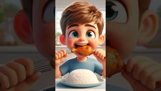 A little boy eats chicken rice cooking ai cutebaby chickenrice [upl. by Alehcim]