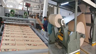 So Cool Interesting Huge Production Line to Make Corrugated Carton Boxes with Paper Roll [upl. by Linson]