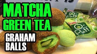 MATCHA GREEN TEA GRAHAM BALLS  OISHI PUFF MATCHA GREEN TEA CREAM FILLED MARSHMALLOWS [upl. by Esidnak50]