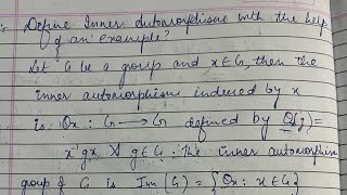 Inner automorphism with example  BSc paper maths  group theory [upl. by Hachmann]