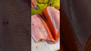 Perfect Salmon Fillet for Sushi Lovers 🍣🐟 SushiChef SalmonLovers FreshFillet [upl. by Mccourt]