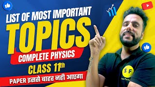 List of Most Important Topic of Complete Physics Class 11th NCERT Physics with Ashu Sir [upl. by Nodnas622]