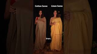 Cotton Sarees vs Linen Sarees  Which Sarees are Best  I Love Sarees shorts [upl. by Anuhsal570]