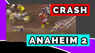 Jett Lawrence Crashes Anaheim 2 Supercross 450 Race 1 of 3 [upl. by Wiseman596]