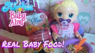 Baby Alive Snacking Lilly Eats Real Baby FoodDiaper Explosion and Bath🍼💩🛁😅 [upl. by Atteugram]