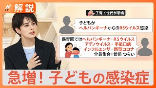 「ヘルパンギーナ」に「RSウイルス」子育て世代が悲鳴…子ども間で感染症が流行 主な初期症状と対策は？【Nスタ解説】｜TBS NEWS DIG [upl. by Ranie]