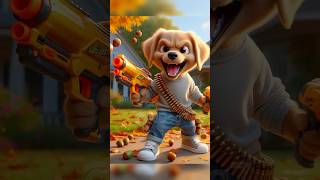 Сute puppy shoots 🔫 because he is angry 😡😨 ai dog aidog puppy cartoon aiart funny story [upl. by Bennion]