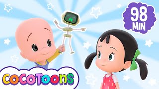 Cabeza hombros rodillas y pies 🙆 y más canciones infantiles de Cleo y Cuquin  Cocotoons [upl. by Brigida122]