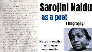 Sarojini Naidu  Sarojini Naidu Biography  Sarojini Naidu as a poet  Sarojini Naidu as a poetess [upl. by Milty]