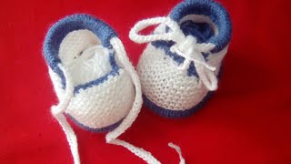 Tuto tricot chaussons faciles de bébé au tricot part 22 [upl. by Kassey]