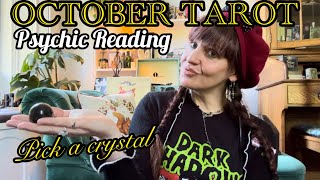 OCTOBER PREDICTIONS 🍂 🎃 pick a crystal 💎 Tarot Reading [upl. by Marcel]