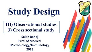 17 III Observational studies 3 Cross sectional study [upl. by Yatnuahc]