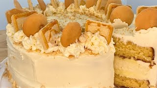 BANANA PUDDING CHEESECAKE CAKE  BEST DESSERT EVER [upl. by Serra]