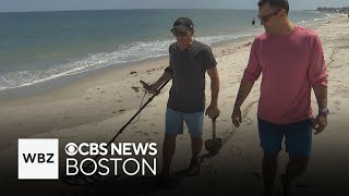 Man with metal detector finds lost ring on Humarock Beach [upl. by Cowden]