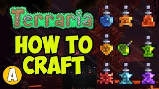 Terraria how to make potions EASY  Terraria 1449  Terraria how to make potions table [upl. by Jeffers]