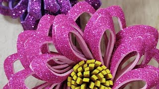 Diy  Making of beautiful flowers  Handmade flowers with glitter foam sheet  ARTICA ISLAND [upl. by Punke]