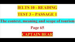 READING  IELTS 10  THE CONTEXT MEANING AND SCOPE OF TOURISM [upl. by Naik238]