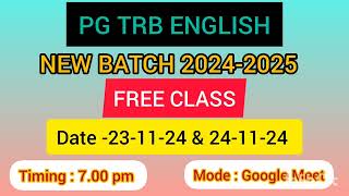 PG TRB ENGLISH FREE CLASS  NEW BATCH 20242025 STARTEDJOIN OUR TELEGRAM GROUP [upl. by Elamor299]