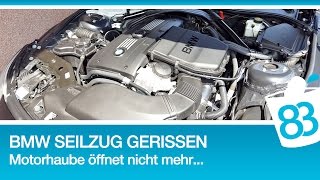 BMW Z4 Bowdenzug der Motorhaubenöffnung gerissen  BMW Seilzug für Motorhaube gerissen  83metoo [upl. by Koller]