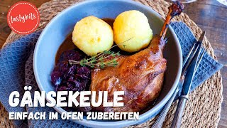 Knusprige Gänsekeulen mit leckerer Sauce Einfache Zubereitung im Ofen [upl. by Nanaj290]