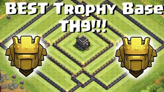 Clash Of Clans  Town Hall 9 TH9 BEST Trophy Base  Anti 3 Star 2 Air SweepersNew [upl. by Cynth]