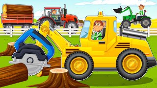 Farm Works  Cutting Logs amp Sawmill Journey with Tractor Front Loader  Vehicles Farm [upl. by Alma]