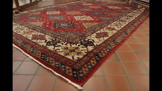 Afghan kazak rug boasts a vibrant multicoloured design on a red background and cream border 295879 [upl. by Acirret433]