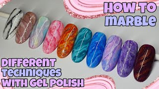 🔮 EASY MARBLE TECHNIQUES  Gel polish  HOW TO MARBLE NAILS [upl. by Llechtim253]