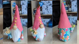 DIY Gnome from plastic bottle gift for Mothers Day ตุ๊กตาคนแคระถือช่อดอกไม้ งานฝีมือสร้างรายได้ [upl. by Daven]