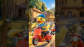 This cute duck fell off the motorbike because of the road with potholes duck cuteducks shorts [upl. by Adnavoj]