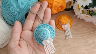 📣Wow💯interesting‼️I made a crocheted miniature hat patterned keychain ✅️ lets watch crochet [upl. by Katharine611]