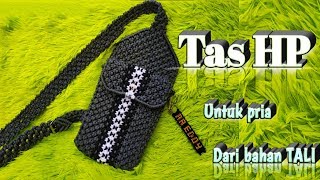 CARA MEMBUAT TAS HP DARI TALI KUR YANG MUDAH  Sling Bag pria  Macrame  Tali kur [upl. by Etteniotnna]