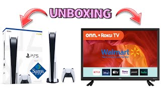 Unboxing PS5 and ONN ROKU TV  Birthday Present [upl. by Jann]