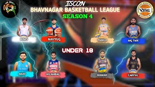 U18 BOYS  🏀 SEASON 4  ISCON BHAVNAGAR BASKETBALL LEAGUE  SIDSAR SPORTS COMPLEX [upl. by Nofpets]