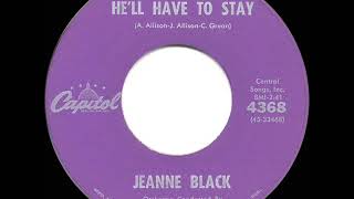 1960 HITS ARCHIVE He’ll Have To Stay  Jeanne Black a 2 record [upl. by Zobkiw]