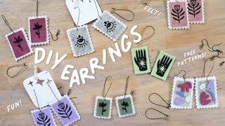 DIY Felt Postage Stamp Earring Tutorial  Easy Jewelry Crafts [upl. by Bryant]